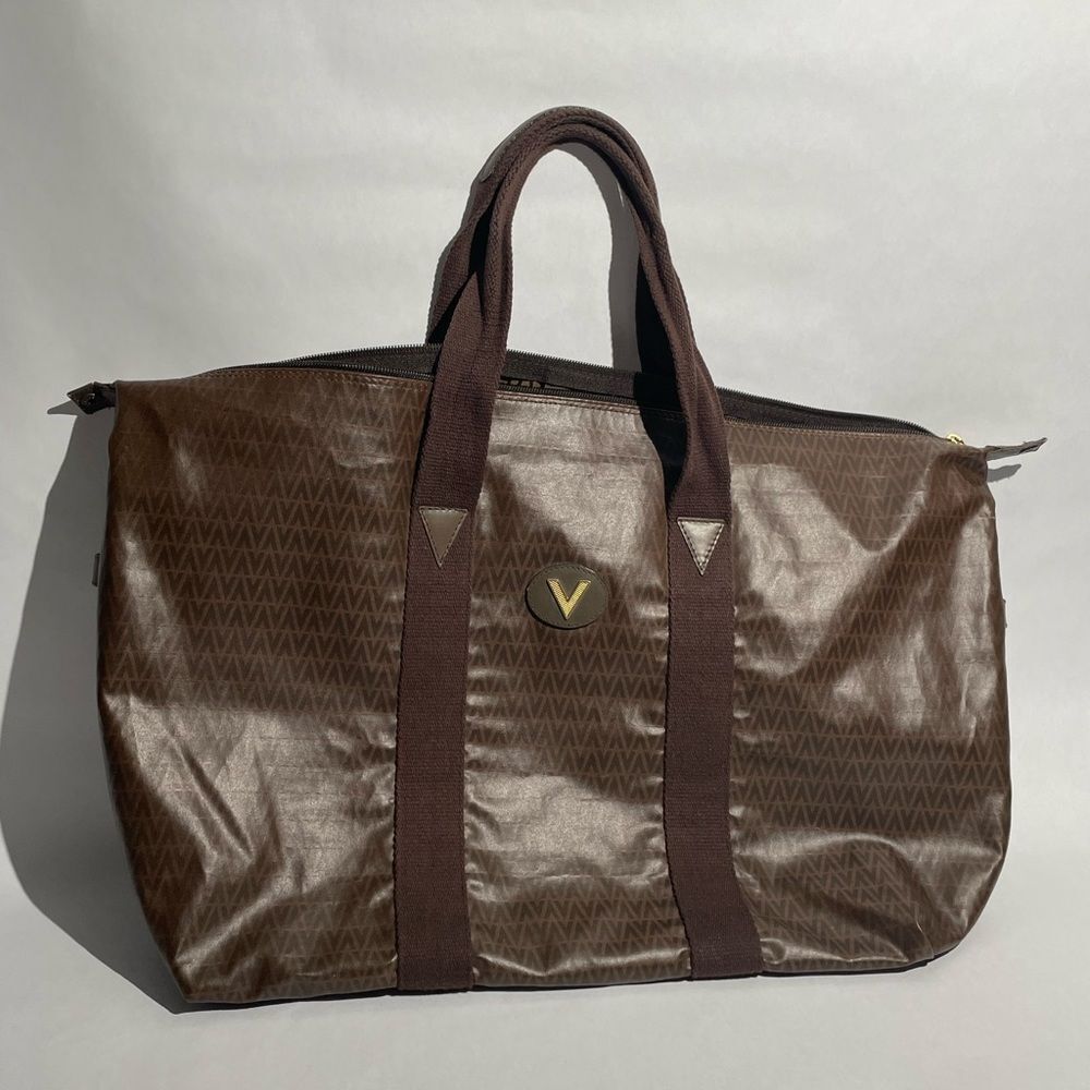 Mario Valentino Travel Boston Bag PVC Leather Brown - Picture 2 of 14